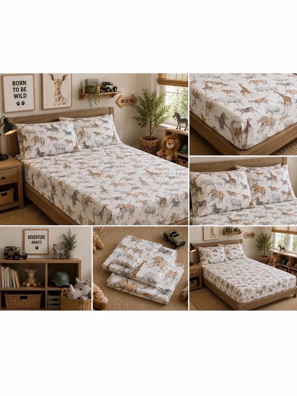 Safari Animal Print Twin Sheet Set